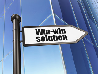 Finance concept: sign Win-win Solution on Building background