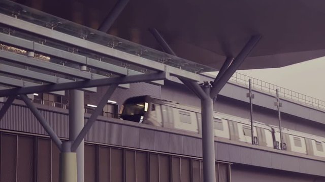 June 2017, Kuala Lumpur, Malaysia: View of MRT train arriving at Kwasa Damansara station.