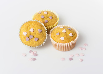 delicious muffins on a white background