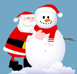 Santa Claus with Snowman Character