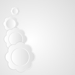 White paper flower banner with drop shadows on white background
