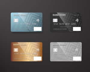 Illustration of Vector Realistic Credit Card Template Set. Bank Card Mockup
