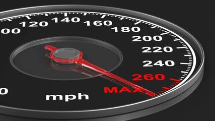 speedometer on black background. 3D render