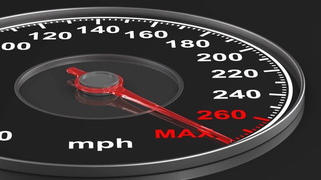 speedometer on black background. 3D render
