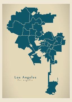 Modern City Map - Los Angeles city of the USA with boroughs