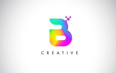 B Colorful Logo Letter Design Vector. Creative Rainbow Gradient Letter Icon