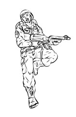 Cartoon Army Soldier Vector Drawing