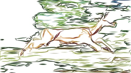 Gazelle running through savannah pencil drawn cartoon animation seamless endless loop new quality unique handmade dynamic joyful colorful video footage