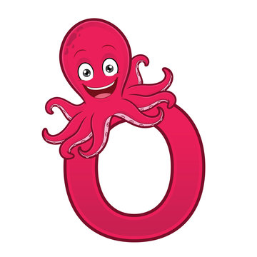 Letter O with an octopus