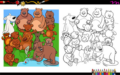 bears characters group coloring book