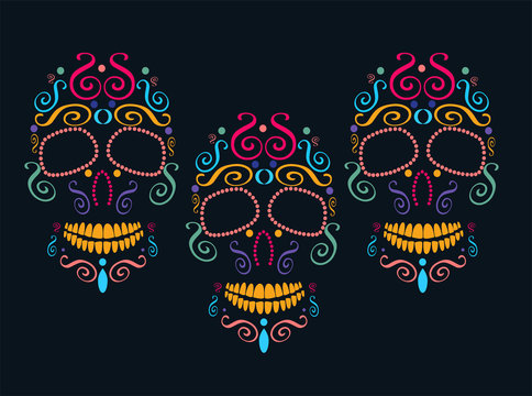 Day of the dead skull and Halloween icon