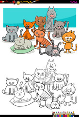 cats characters group coloring book