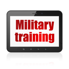 Fototapeta premium Learning concept: Tablet Computer with Military Training on display