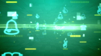 Abstract thumb up and victory gestures