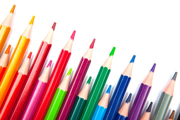 Color pencils isolated on white background .Close up.