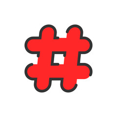 abstract red linear hashtag icon