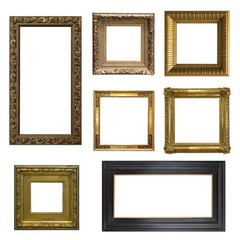 Set of gilded (gold)  frames isolated on white