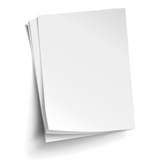 Fototapeta Vector Stack of three empty white sheets. Realistic empty paper note templates of A4 format with soft shadows isolated on white background. obraz