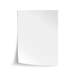 Foto op Plexiglas Vector White sheet of paper. Realistic empty paper note template of A4 format with soft shadows isolated on white background. © LinaTruman