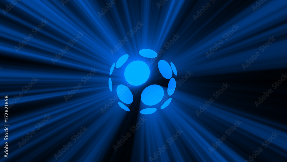 Poster abstract background with magic disco sphere. 3d rendering