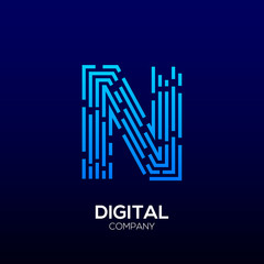 Letter N with Square shape, Dots and Lines logotype,Fast Speed, Delivery, Digital and Technology for your Corporate identity