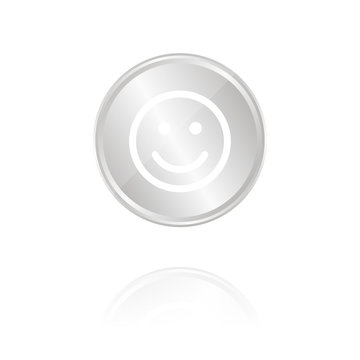 Smiley - Silber Münze mit Reflektion