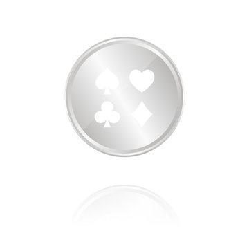 Spielkarten-Symbole - Silber Münze mit Reflektion