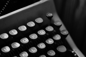Keys with letters on an old typewriter