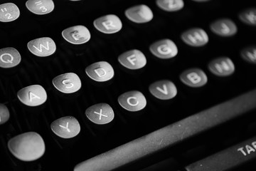 Keys with letters on an old typewriter