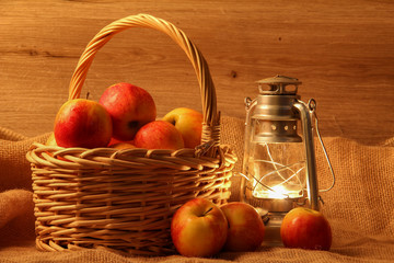 Autumn still life / Apples in a basket