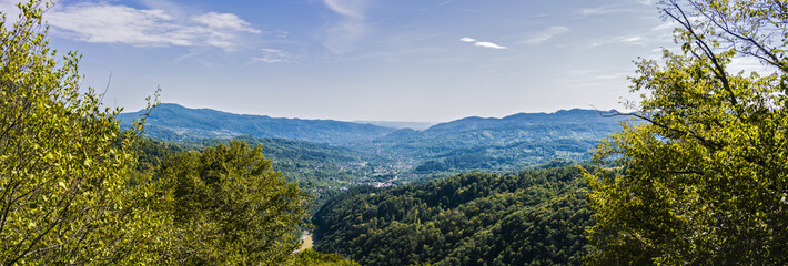 the valley of the Arges river seen from above