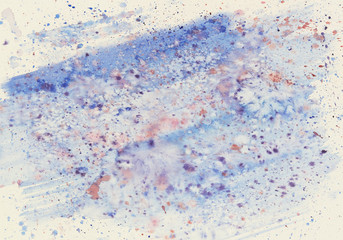 Blue, pink and purple watercolor blots as background.