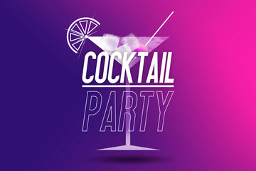 Cocktail Party Design Vorlage für Ihre Geburtstagseinladung – Illustration mit rosa lila Hintergrund - Platz für Ihren eigenen Text