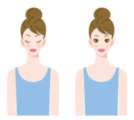 女性　顔　素材