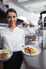 Chef presenting his food plates