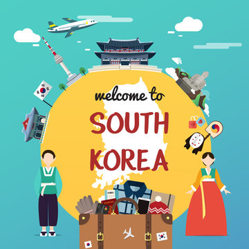 Welcome to South Korea with souvenir and landmarks