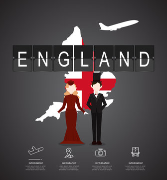 Traveling to England with map of infographic