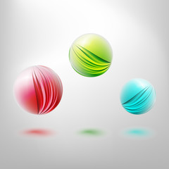 Colorful 3d vector paper cutout balls. Abstract background