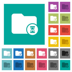 Directory processing square flat multi colored icons