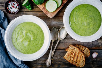green vegetable cream soup puree with zucchini