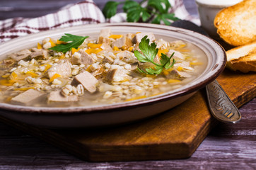 Soup with pearl barley