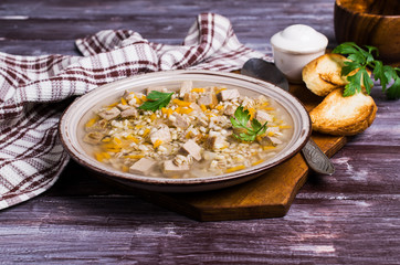 Soup with pearl barley