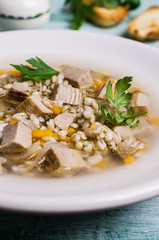 Soup with pearl barley