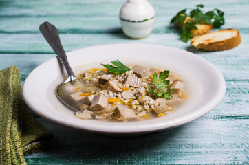 Soup with pearl barley