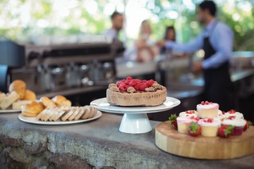 Desserts at counter