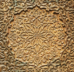 Wooden Moroccan Architecture Engrave Details Close Up