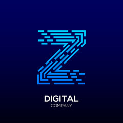Letter Z with Square shape, Dots and Lines logotype,Fast Speed, Delivery, Digital and Technology for your Corporate identity
