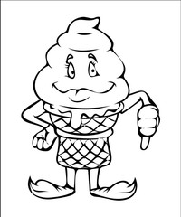 Drawing Art of Thumbs Down - Cartoon Ice Cream