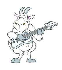 Cartoon Sheep Playing Guitar- clip-art vector illustration 
