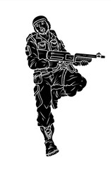 Cartoon Army Soldier Vector Silhouette